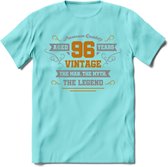 96 Jaar Legend T-Shirt | Goud - Zilver | Grappig Verjaardag Cadeau | Dames - Heren | - Licht Blauw - XL