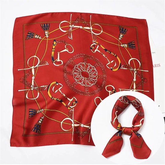 Emilie Scarves - sjaal - rood - satijn print - vierkant 60*60CM