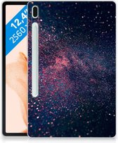 Leuk Siliconen Hoes Samsung Galaxy Tab S7FE Tablet Cover Ontwerpen Stars met doorzichte zijkanten