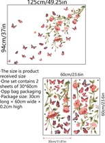 Bloemen/vlinder muur, raam deur sticker