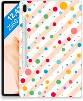 Hoesje met Tekst Samsung Galaxy Tab S7FE Siliconen Back Case Dots met doorzichte zijkanten