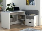 Hoekbureau DECLAN II - MDF - 3 lades & 2 nissen - Kleuren: Wit en beton