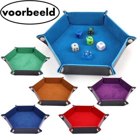 Thumbnail van een extra afbeelding van het spel Dobbelsteenbak zes hoekig - dice tray - dobbelbeker -  yathzee - dobbelbak - donkerblauw