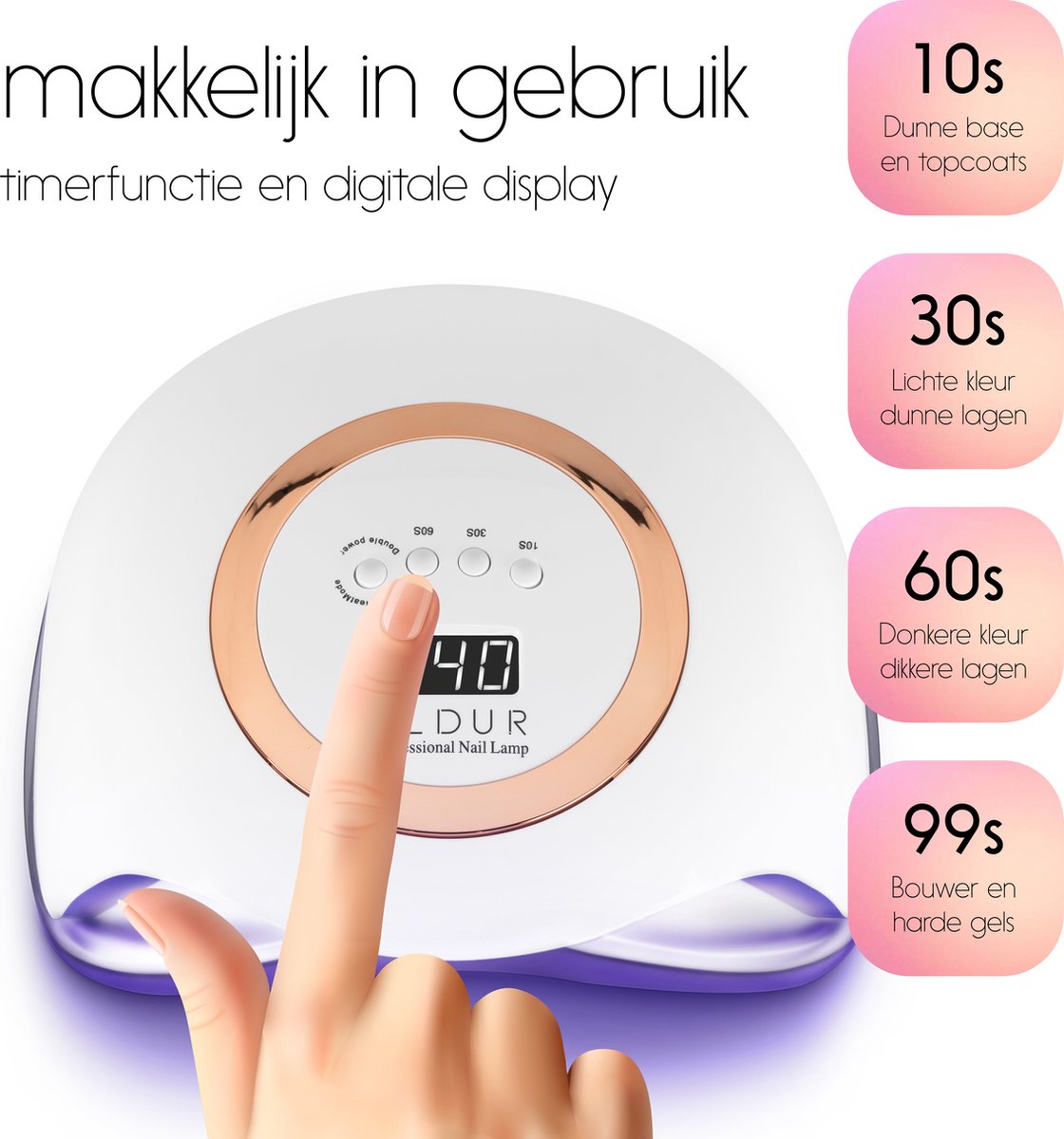 Eldur® Nageldroger - Nagellamp 168W - Gelnagels - UV Lamp Nagels - Led Lamp Nagels - Gellak Lamp — cadeau in Verzorging - foto 2