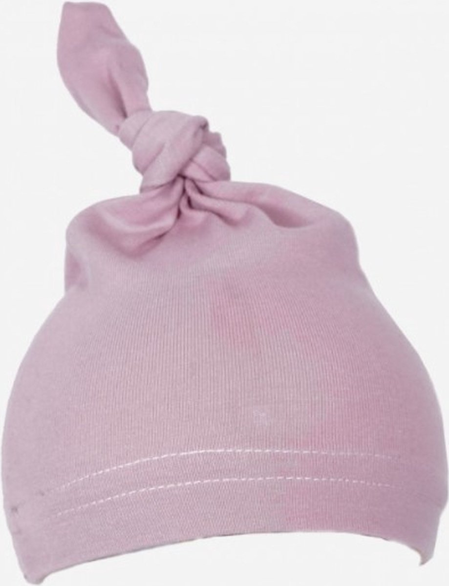 Haaksels&Kralen - newborn baby mutsje geknoopt - kleur roze - zwangerschap – kraamkado