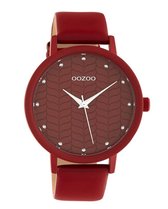 OOZOO Timepieces - Samba rode horloge met samba rode leren band - C10656