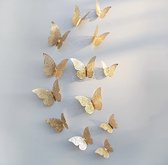 3D Vlinders Muurstickers | Goud | 12 stuks |Kinderkamer  | Slaapkamer | Wanddecoratie