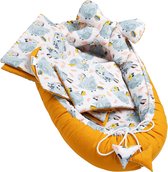 Solvera_Ltd Babynestjes, set van 5 stuks, 100% katoen, 90 x 50 cm, uitneembaar inzetstuk, bed, knuffelnest, kruipdeken voor baby's (berds)