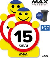 (Kliko) Sticker Max snelheid verkeerspoppetje 15 km/u - Set van 2 stuks