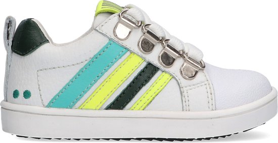 BunniesJR Puk Pit Jongens Lage Sneakers - Wit - Leer - Veters