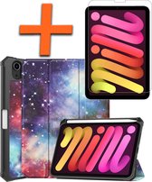 Hoes Geschikt voor iPad Mini 6 Hoes Tri-fold Tablet Hoesje Case Met Uitsparing Geschikt voor Apple Pencil Met Screenprotector - Hoesje Geschikt voor iPad Mini 6 Hoesje Hardcover Bookcase - Galaxy