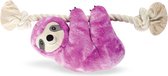 Petshop by Fringe Studio 289374 Purple sloth on a rope - Speelgoed voor dieren - honden speelgoed – honden knuffel – honden speeltje – honden speelgoed knuffel - hondenspeelgoed piep - honden