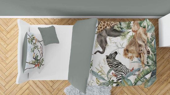 Snoozing Kya Dekbedovertrek - Junior - 120x150 cm - Groen van Merkloos — afbeelding 3