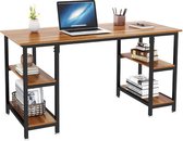 Luxiqo® Industrieel Bureau - Laptop Bureau - Computer Bureau - Bureau met Opbergruimte - Design Bureau - Bureau Hout - 120X48X76Cm  - Industrieel Hout - Donkerbruin