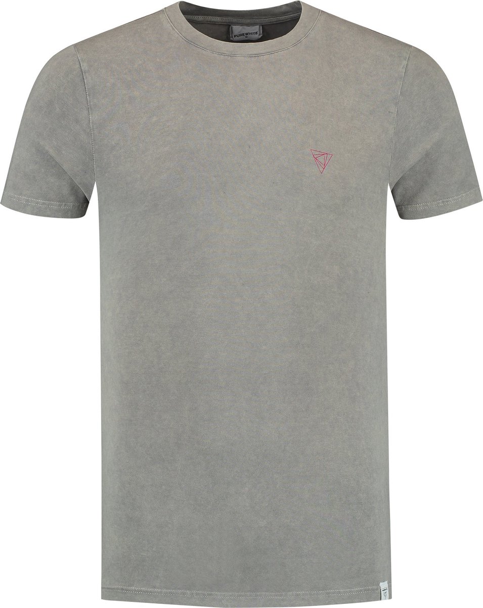 Purewhite - Heren Slim Fit T-shirt - Bruin - Maat XS