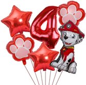 Paw patrol - ballonnen - set van 6 folieballonnen - marshall -4 jaar