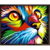 Eagle® Diamond Painting Volwassenen - Gekleurde Kat - 50x40cm - Vierkante Steentjes