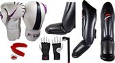 FT 4pcs Pack / Boxing Gloves / 12 Oz/ Teeth Protection / Hand Wrap/Shin Guard M