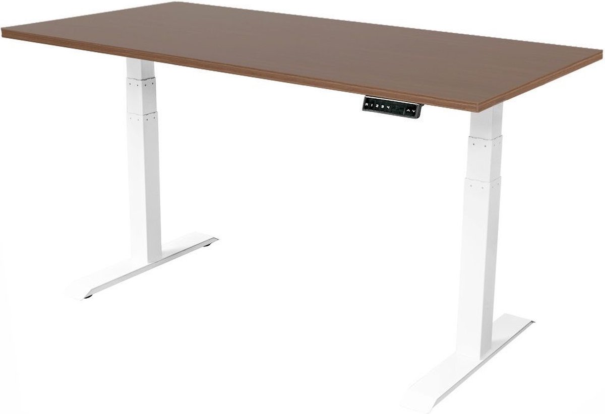Sedero Elektrisch verstelbaar bureau - 140x80 cm - Dual motor - Wit met Donker eiken