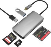 NÖRDIC DOCK-142 USB-C 3.0 Adapter - SD / TF, CF-kaartlezer, 2xUSB3.0 - 5Gbps - Space Gray