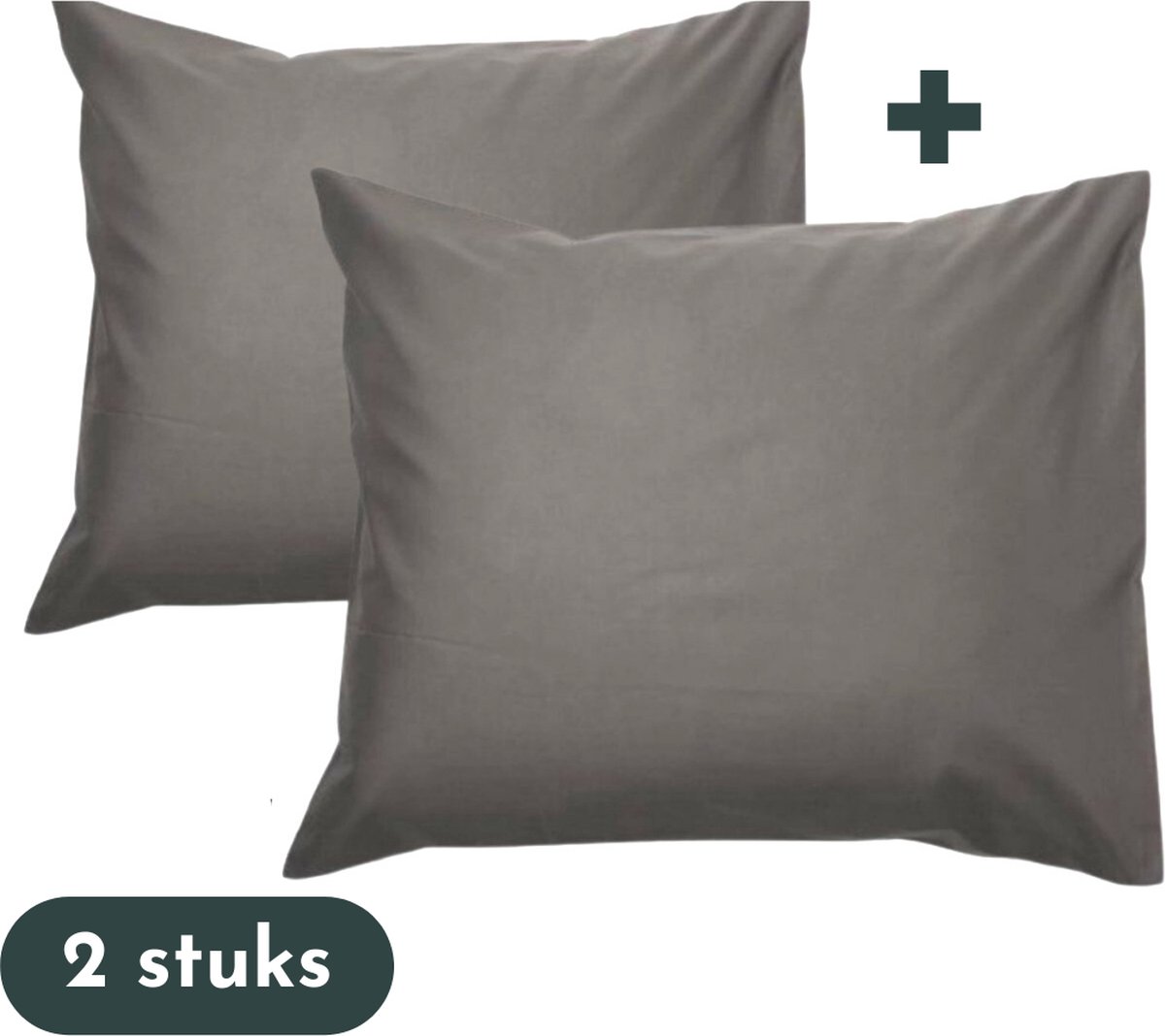 Slaaptextiel Kussenslopen - Hotelkwaliteit - Set van 2 Stuks - Antraciet - 60x70cm - 100% Katoen - Hotelsluiting