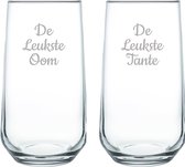 Gegraveerde Drinkglas 47cl De Leukste Tante-De Leukste Oom