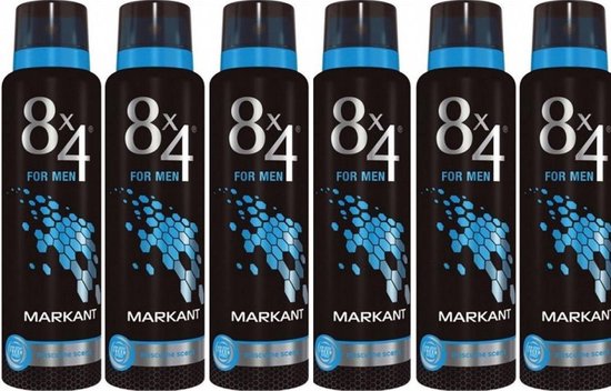 8x4 MEN Markant  Deodorant Spray - 6 x 150 ml - Voordeelverpakking