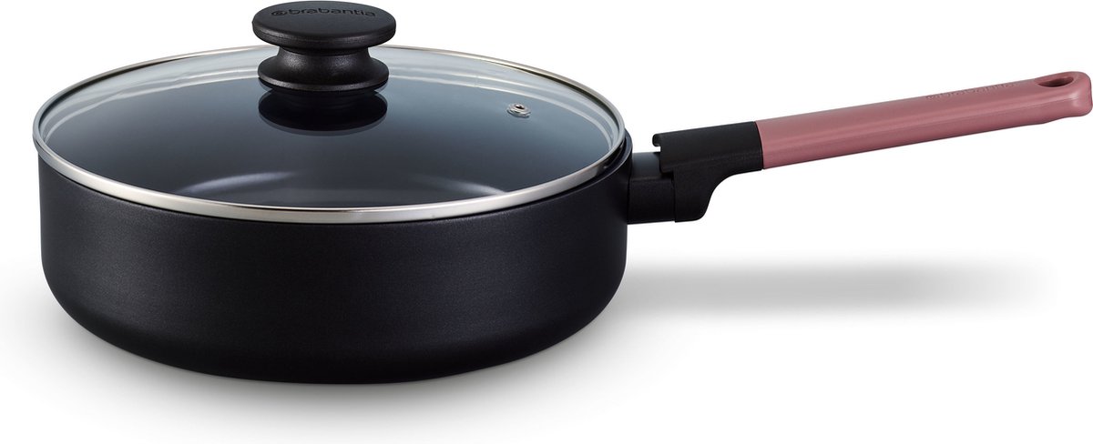 Brabantia TASTY+ Hapjespan met deksel - Ø 24 cm - keramische antiaanbaklaag - PFAS-vrij - Grape red