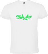 Wit  T shirt met  "Bad Boys" print Neon Groen size XXL