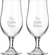 Gegraveerde bierglas op voet 49cl De Liefste Mama-De Liefste Papa