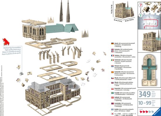 Verschrikking In de naam Weiland Ravensburger Notre Dame Parijs - 3D puzzel gebouw - 324 stukjes | bol.com