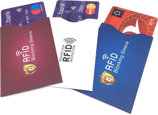RFID pinpas creditcard hoesjes in 3 kleuren ( 3 Pack ) ID kaart beschermers / RFID Blocker / NFC Bankpas en Creditcard RFID Beschermhoesjes.
