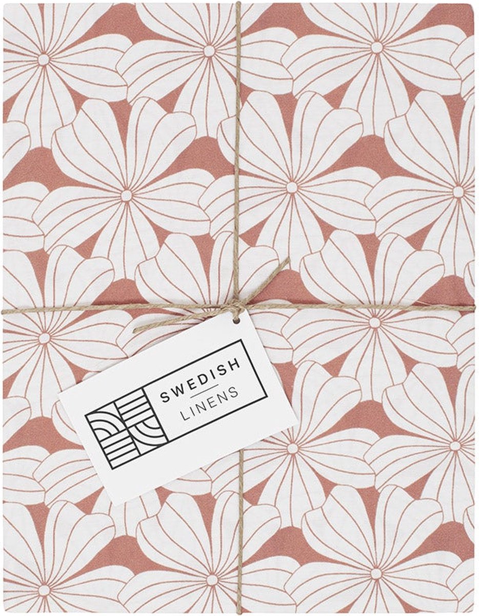 Swedish Linens - Kussensloop Flowers (50x75 cm) - Kussenslopen - Terracotta Pink