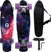 Big Bang Boards® Deep Sky met LED Wielen – Mini Cruiser – Skateboard Meisjes & Jongens – Pastel – Board Blauw – Flash Wheels – Wieltjes – Skateboard – Penny Board – 22 inch