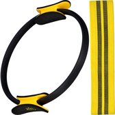 Premium Resistance band met Pilates ring voor een effectieve workout - Yoga ring (38cm) met elastische Weerstandsband (35kg) booty band - Magic circle fitness ring met fitness Weer