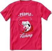 Cool People Do Fishing - Vissen T-Shirt | Rood | Grappig Verjaardag Vis Hobby Cadeau Shirt | Dames - Heren - Unisex | Tshirt Hengelsport Kleding Kado - Roze - XL