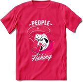 Cool People Do Fishing - Vissen T-Shirt | Roze | Grappig Verjaardag Vis Hobby Cadeau Shirt | Dames - Heren - Unisex | Tshirt Hengelsport Kleding Kado - Roze - L