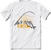 Big Catch - Vissen T-Shirt | Grappig Verjaardag Vis Hobby Cadeau Shirt | Dames - Heren - Unisex | Tshirt Hengelsport Kleding Kado - Wit - XXL