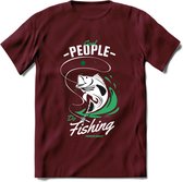 Cool People Do Fishing - Vissen T-Shirt | Groen | Grappig Verjaardag Vis Hobby Cadeau Shirt | Dames - Heren - Unisex | Tshirt Hengelsport Kleding Kado - Burgundy - L