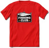 Fishing Club - Vissen T-Shirt | Grappig Verjaardag Vis Hobby Cadeau Shirt | Dames - Heren - Unisex | Tshirt Hengelsport Kleding Kado - Rood - XL