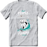 Cool People Do Fishing - Vissen T-Shirt | Aqua | Grappig Verjaardag Vis Hobby Cadeau Shirt | Dames - Heren - Unisex | Tshirt Hengelsport Kleding Kado - Licht Grijs - Gemaleerd - XL