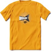 Fishing Tail - Vissen T-Shirt | Grappig Verjaardag Vis Hobby Cadeau Shirt | Dames - Heren - Unisex | Tshirt Hengelsport Kleding Kado - Geel - XXL
