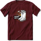 Fishing Boots - Vissen T-Shirt | Grappig Verjaardag Vis Hobby Cadeau Shirt | Dames - Heren - Unisex | Tshirt Hengelsport Kleding Kado - Burgundy - XL
