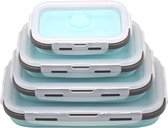 Inklapbare Vershoudbakjes 4 Stuks - Siliconen Lunchbox - Tupperware - Voedselcontainer - Bewaardozen - Magnetron Bestendig - Blauw