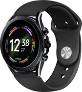 Siliconen Smartwatch bandje - Geschikt voor  Fossil Gen 6 - 44mm sport band - zwart - Strap-it Horlogeband / Polsband / Armband
