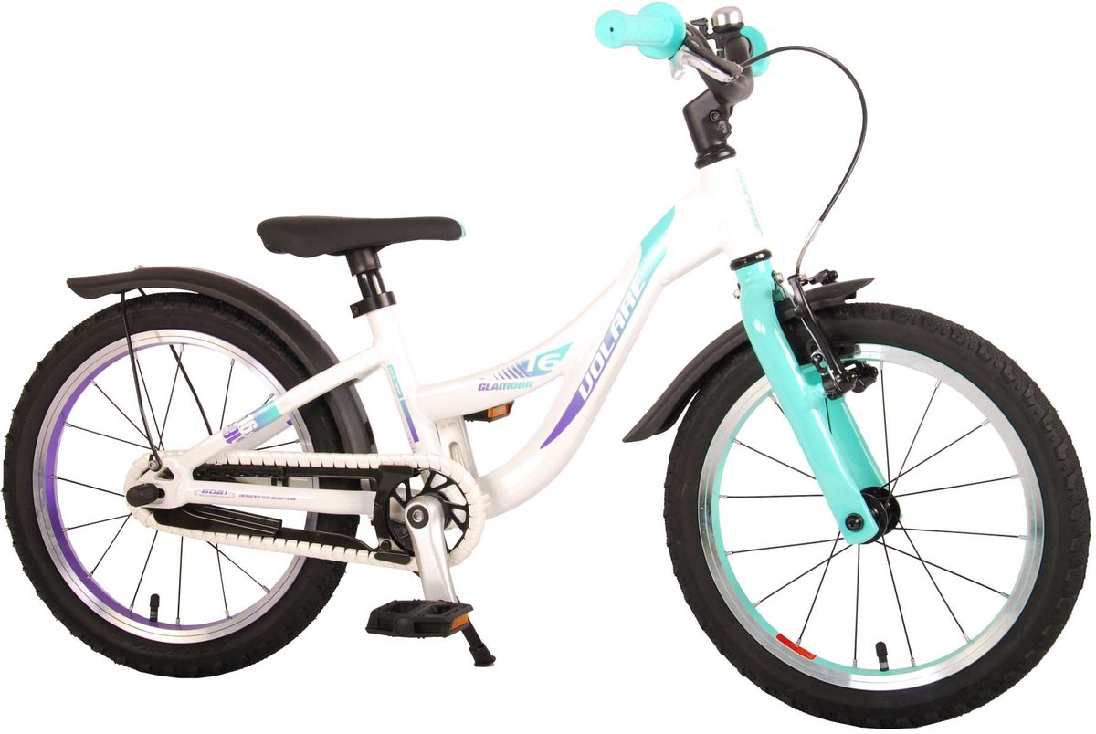 Volare Glamour Kinderfiets - Meisjes - 16 inch - Wit/Mint Groen