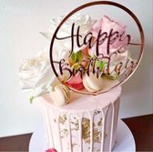 Taart Decoratie - Happy Birthday - Taarttopper - Cirkel - Rose Goud