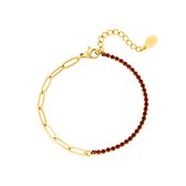 Zirkonia en chain - statement armband - donker - rood - goud
