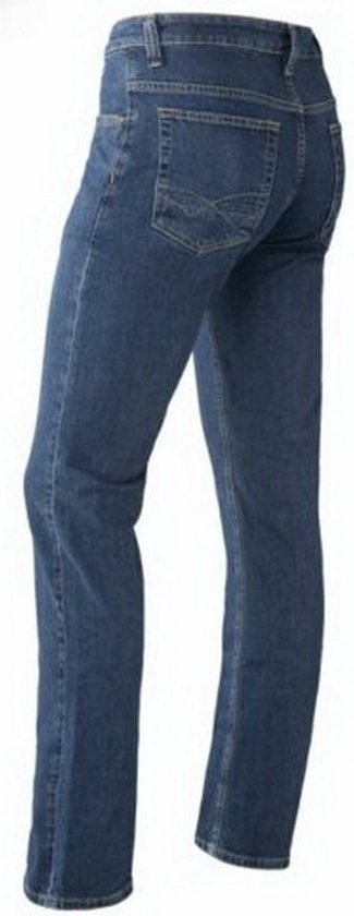 Gedetailleerde achterkant van een blauwe denim jeans.