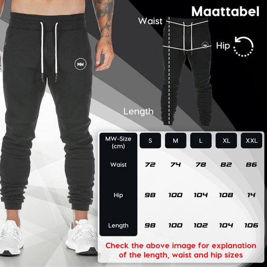 MW Training Pants for Men Long - Pantalon de sport long pour le gymnase - Incl. Sac Mobile - Taille XXL